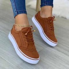 Casual Solid Versatile Lace Up Walking Plus size Flat Shoes