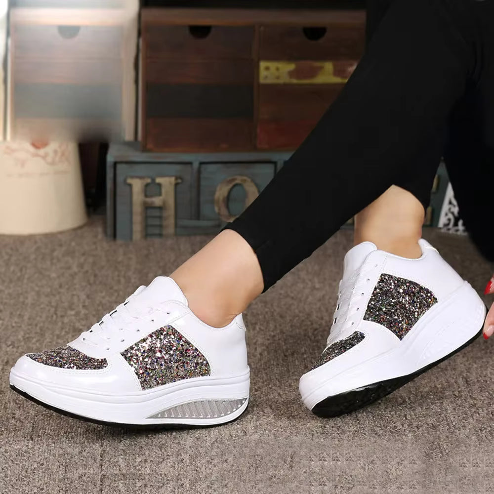 Casual Sport Soft Shallow Sequins Wedges Shake Sneakers