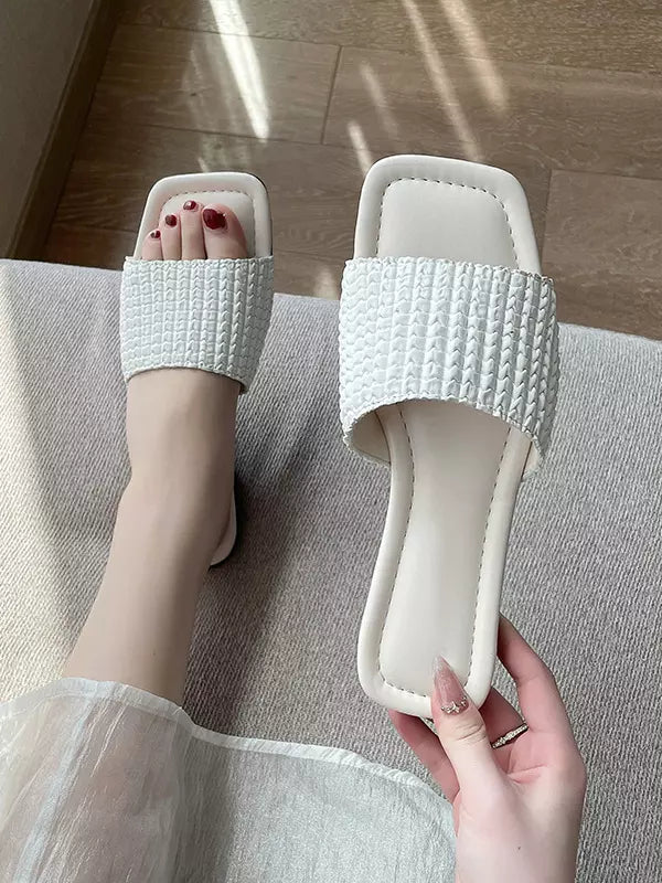Casual Square Open Toe Flat Daily Casual Sandal Slides