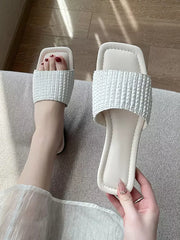 Casual Square Open Toe Flat Daily Casual Sandal Slides