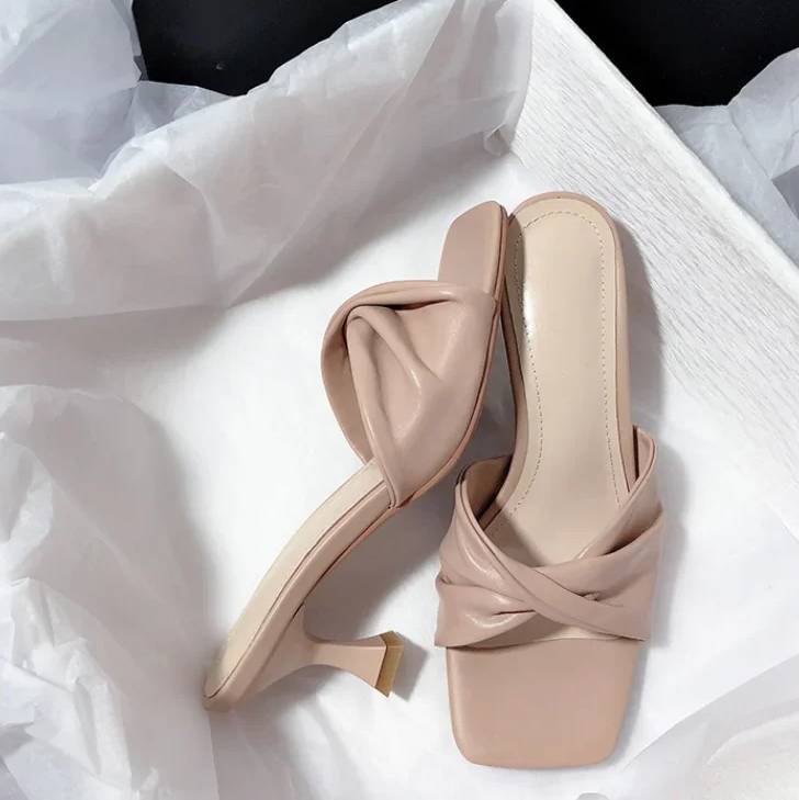 Casual Shallow Square Open Toe High Heels Outdoor Sandals