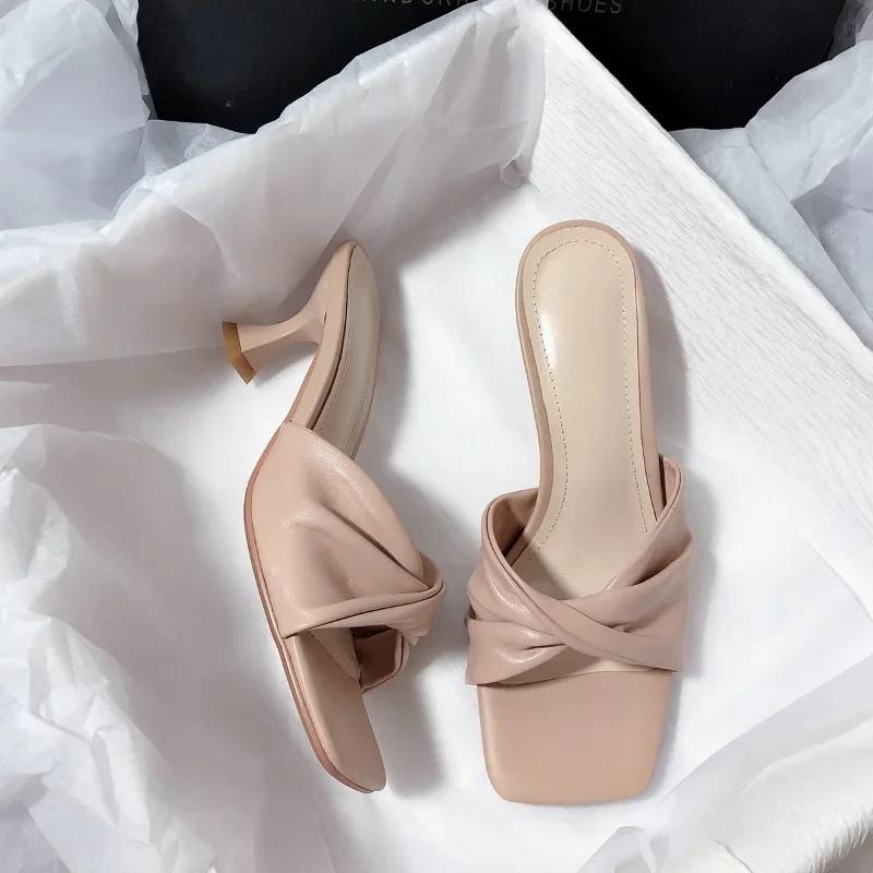 Casual Shallow Square Open Toe High Heels Outdoor Sandals