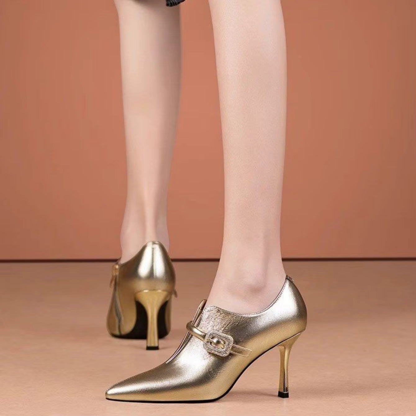 Casual Stiletto Ankle Patent Leather SLIP-ON Thin High Heels