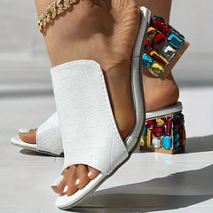 Casual Strange Style Open Toe Slip-on Square Sandals