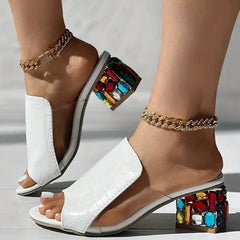 Casual Strange Style Open Toe Slip-on Square Sandals