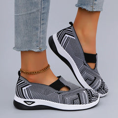 Casual Striped Breathable Shallow Cotton Mesh Slip-On Flat Shoes
