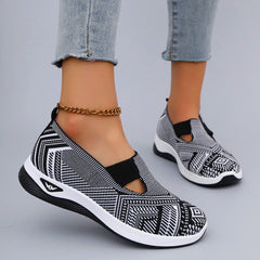 Casual Striped Breathable Shallow Cotton Mesh Slip-On Flat Shoes
