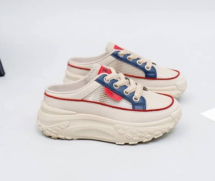 Casual Thick Soles Increase Mesh Lace Up Half Slipper Sports Shoes