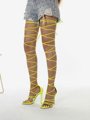 Casual Thigh  Lace Up Strappy Heel
