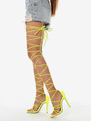 Casual Thigh  Lace Up Strappy Heel