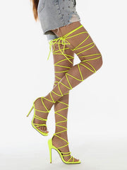 Casual Thigh  Lace Up Strappy Heel