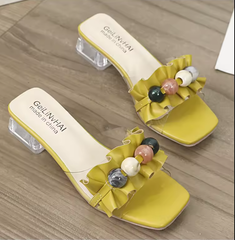 Casual Trans parent Modern Square Heel
