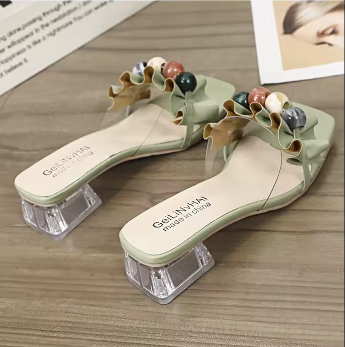 Casual Trans parent Modern Square Heel