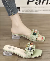 Casual Trans parent Modern Square Heel