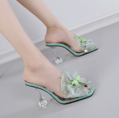 Casual Transparent Net Yarn Butterfly-knot Bowknot Heels