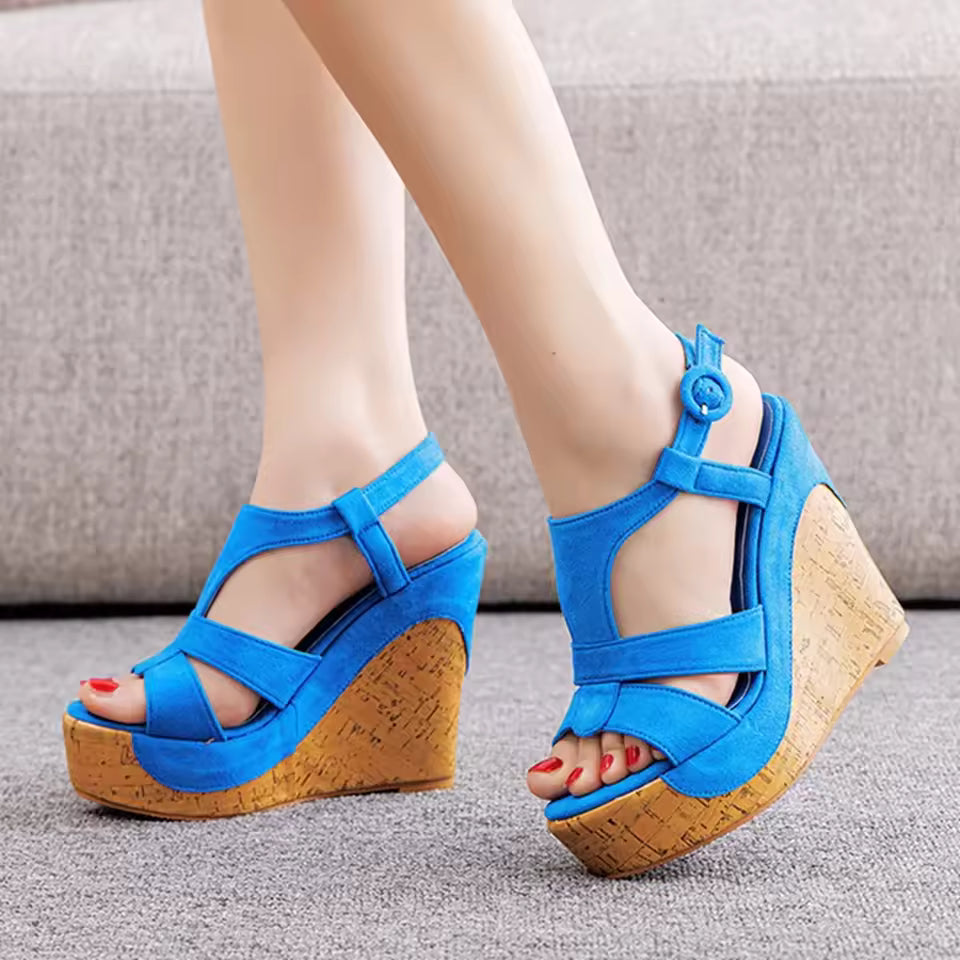 Casual Waterproof Platform Buckle Strap Comfort Wedges High Heel