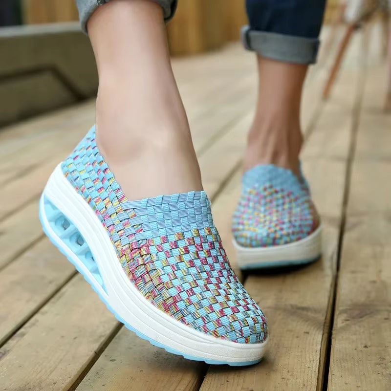 Casual Wedges Increased Woven Breathable Platform Shoes