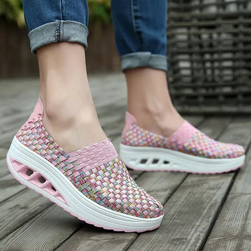 Casual Wedges Increased Woven Breathable Platform Shoes