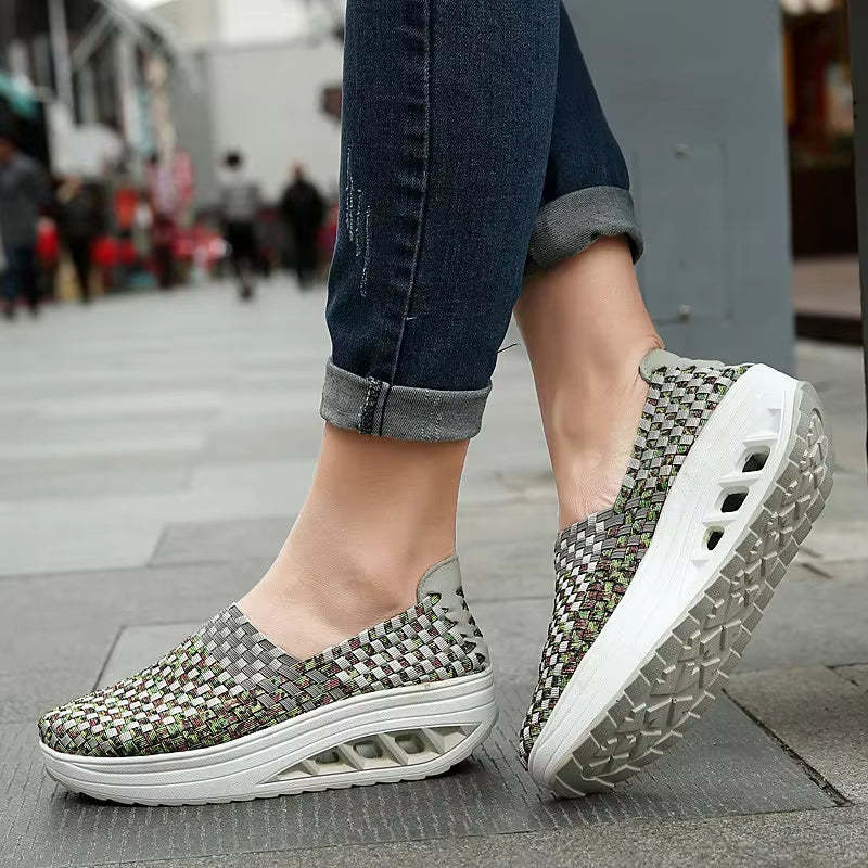 Casual Wedges Increased Woven Breathable Platform Shoes