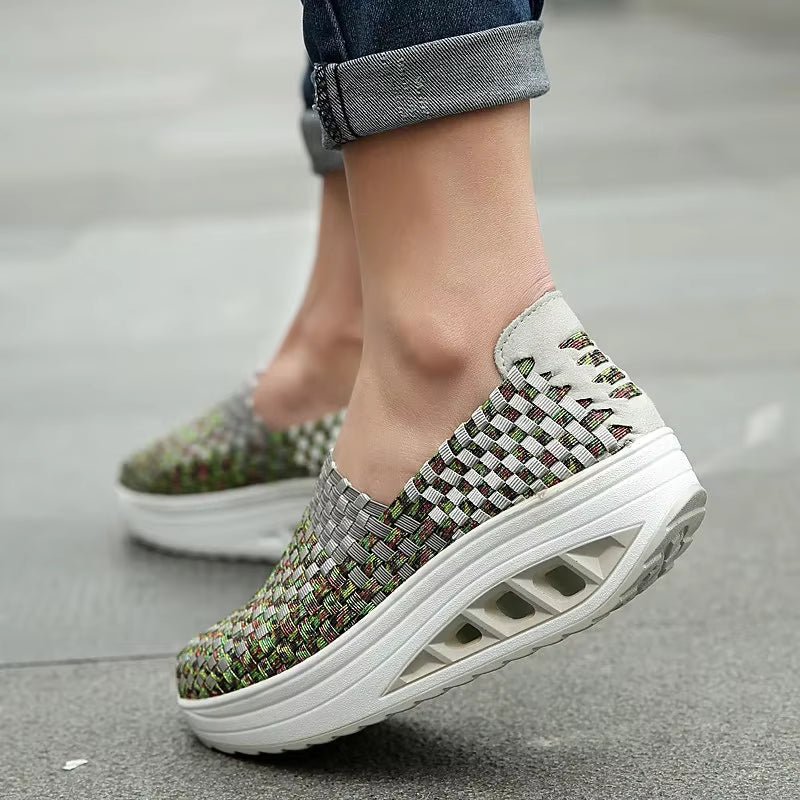 Casual Wedges Increased Woven Breathable Platform Shoes