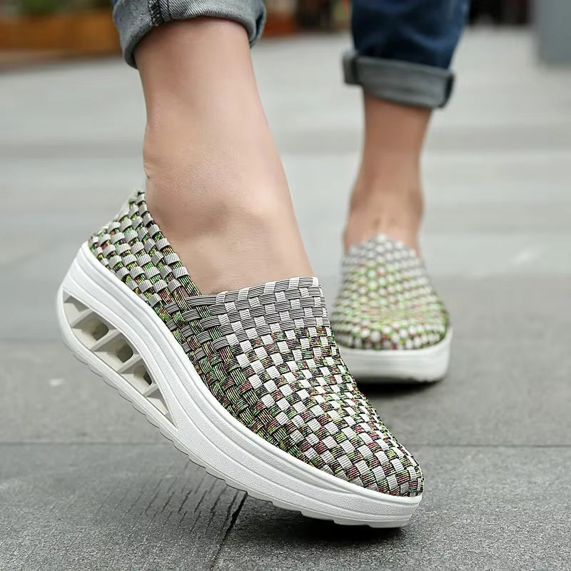 Casual Wedges Increased Woven Breathable Platform Shoes