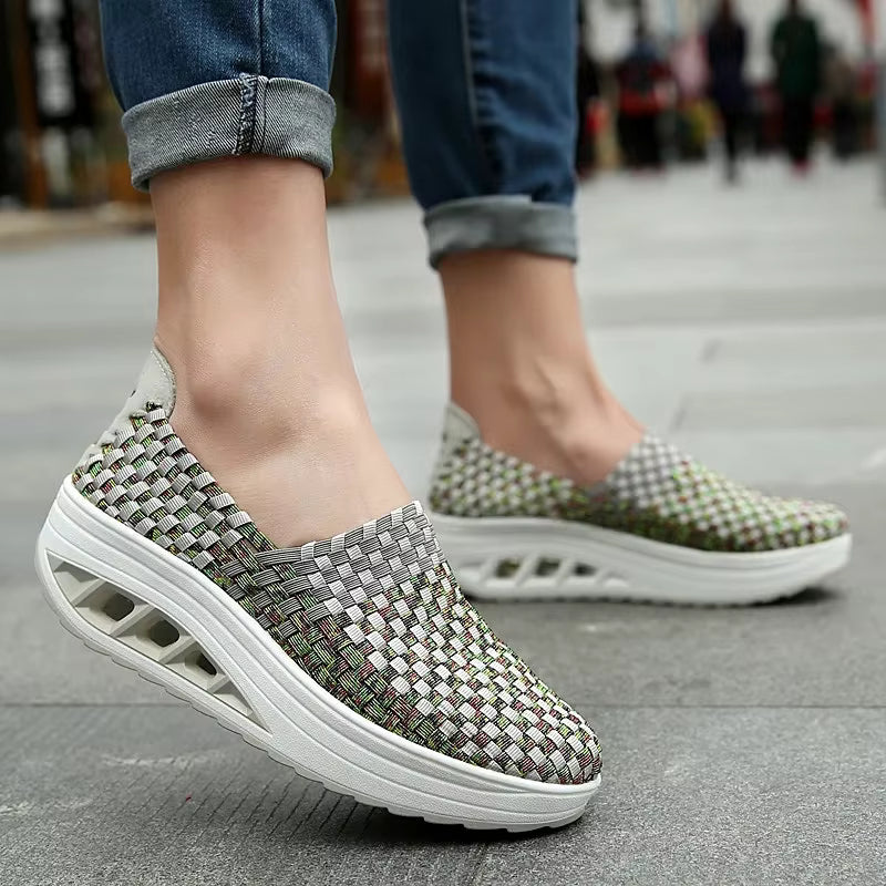 Casual Wedges Increased Woven Breathable Platform Shoes