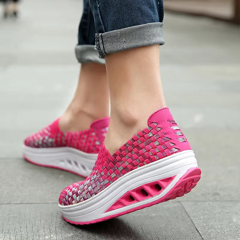 Casual Wedges Increased Woven Breathable Platform Shoes