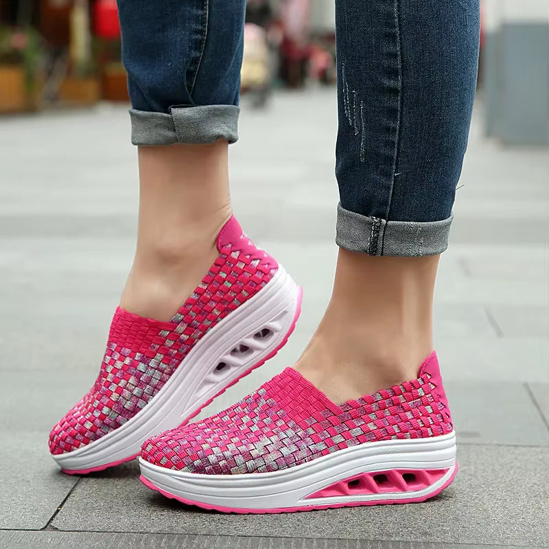 Casual Wedges Increased Woven Breathable Platform Shoes