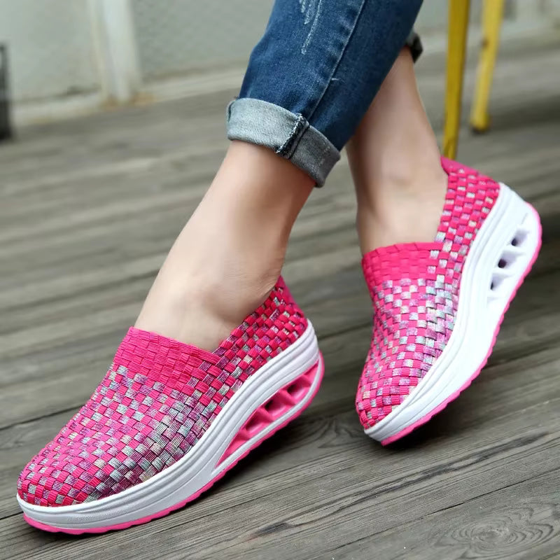 Casual Wedges Increased Woven Breathable Platform Shoes