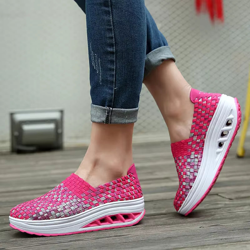 Casual Wedges Increased Woven Breathable Platform Shoes