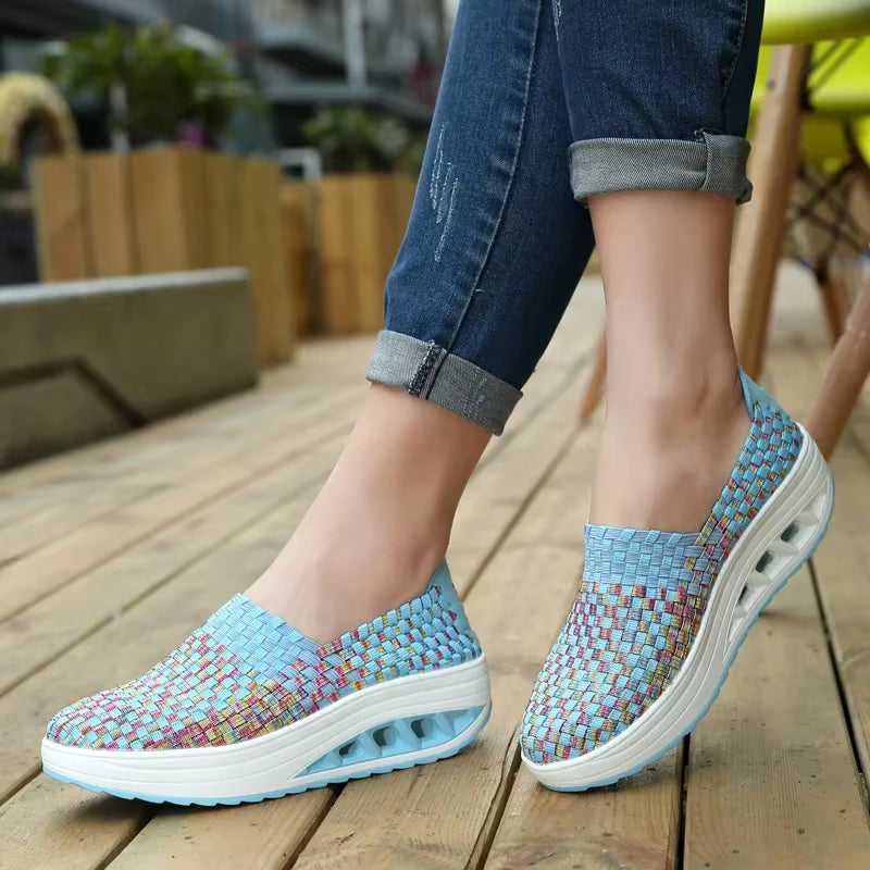 Casual Wedges Increased Woven Breathable Platform Shoes