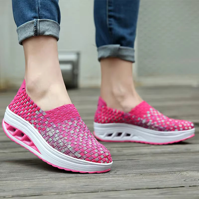 Casual Wedges Increased Woven Breathable Platform Shoes