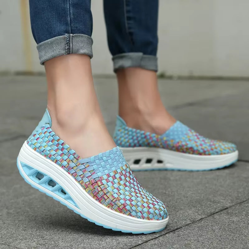 Casual Wedges Increased Woven Breathable Platform Shoes