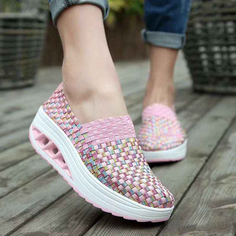 Casual Wedges Increased Woven Breathable Platform Shoes