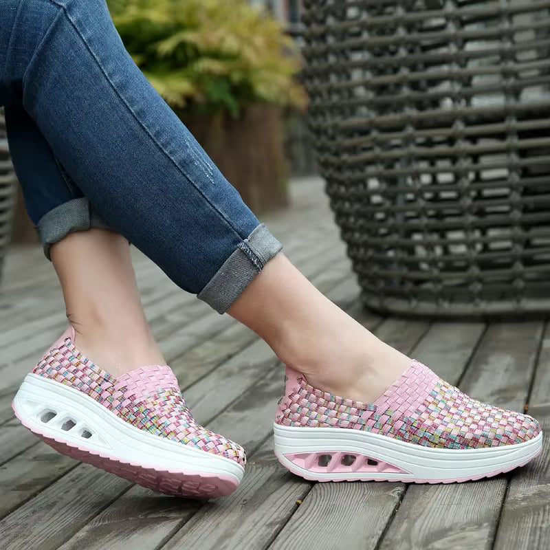 Casual Wedges Increased Woven Breathable Platform Shoes