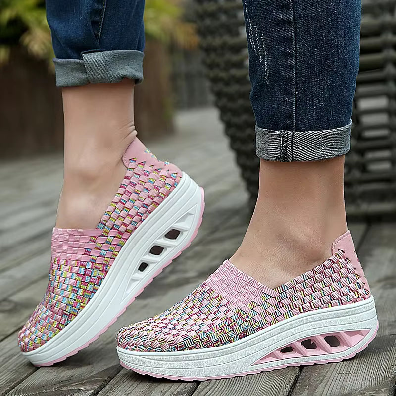 Casual Wedges Increased Woven Breathable Platform Shoes