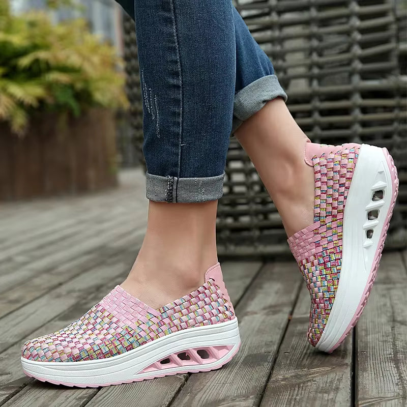Casual Wedges Increased Woven Breathable Platform Shoes