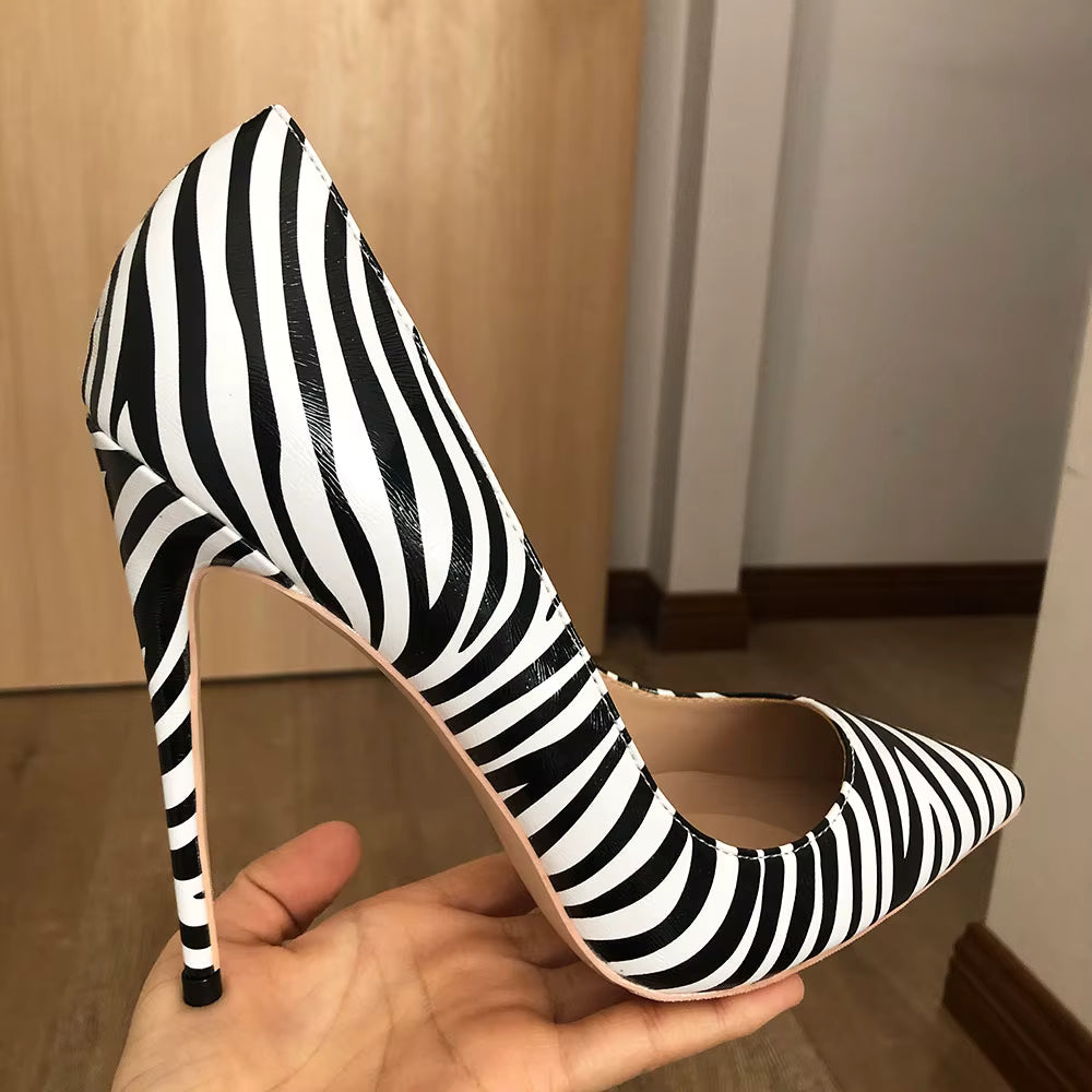 Casual Zebra Printed Pointed Toe Extremely High Heels