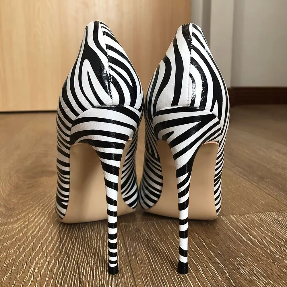 Casual Zebra Printed Pointed Toe Extremely High Heels