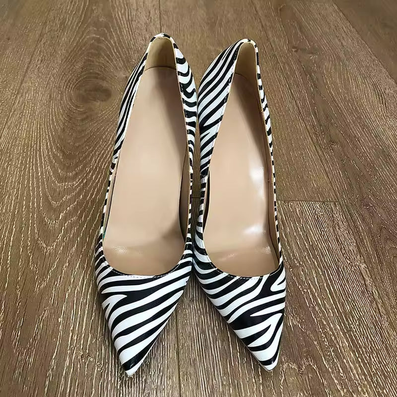 Casual Zebra Printed Pointed Toe Extremely High Heels