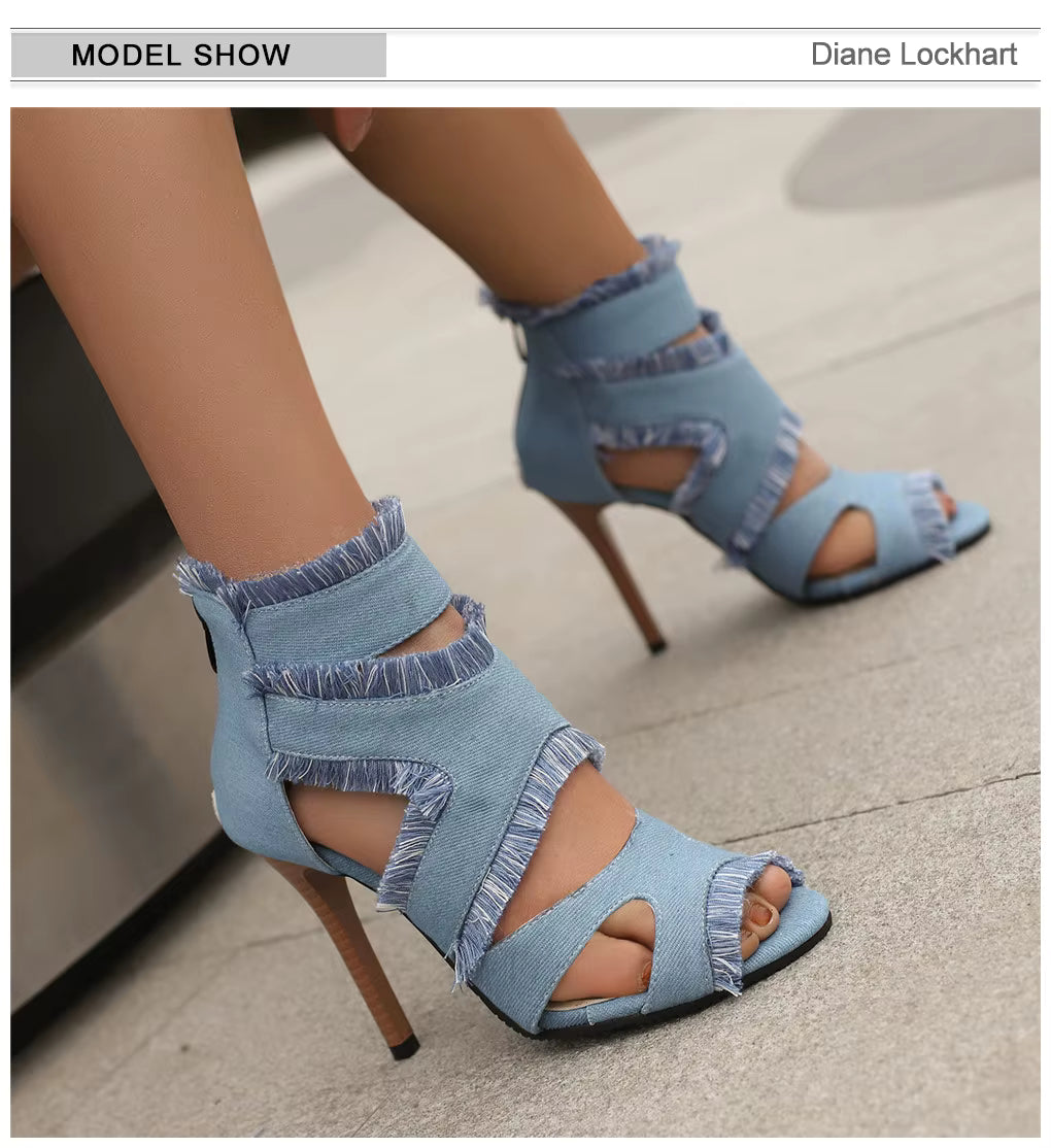Casual  Zipper Ankle Strap Fish Mouth Rome Super High Heels