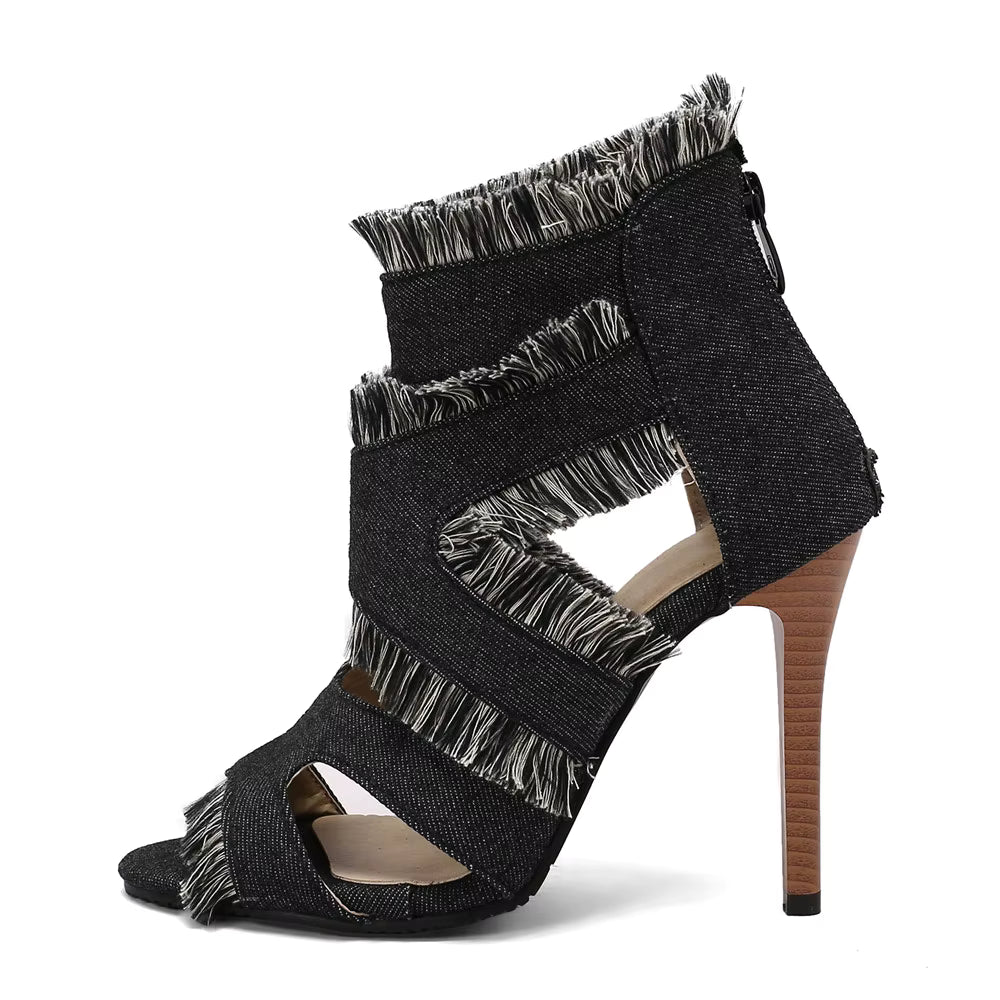 Casual  Zipper Ankle Strap Fish Mouth Rome Super High Heels