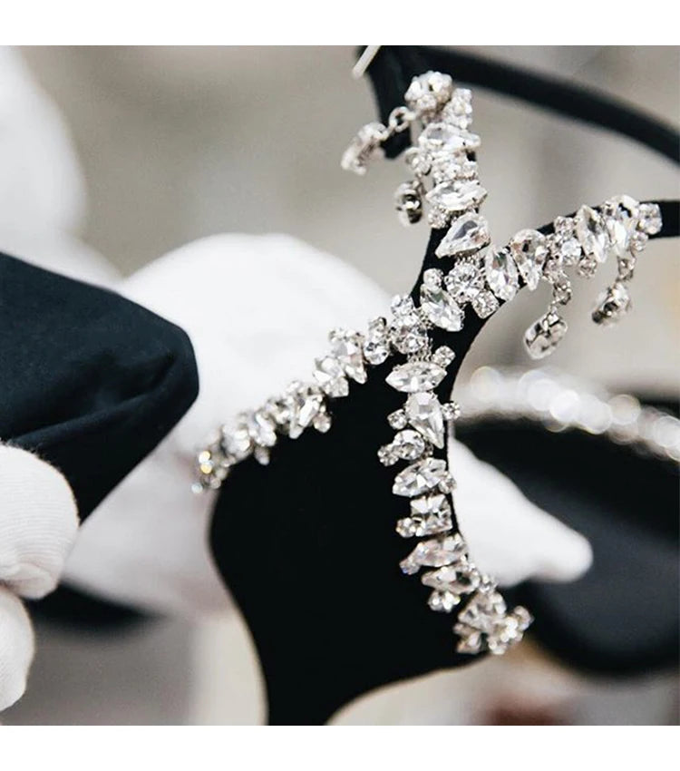 Celebrity Style Slotted Buckle Rhinestone Open Toe Stiletto High Heels