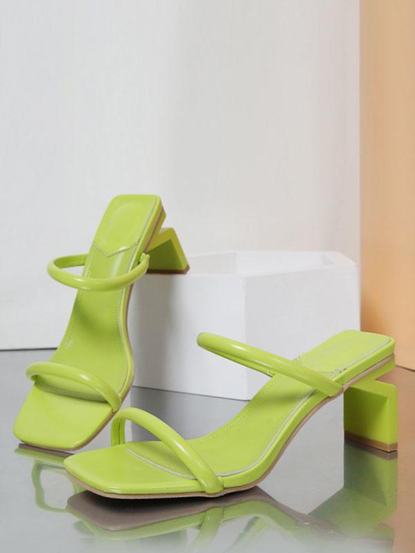 Chic PU Leather Open Toe Special-Shaped High Heel Slide Sandals
