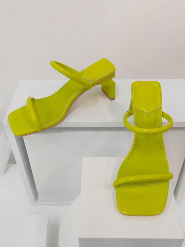Chic PU Leather Open Toe Special-Shaped High Heel Slide Sandals