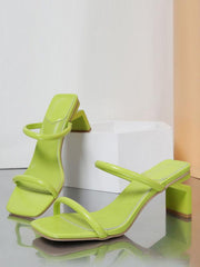 Chic PU Leather Open Toe Special-Shaped High Heel Slide Sandals