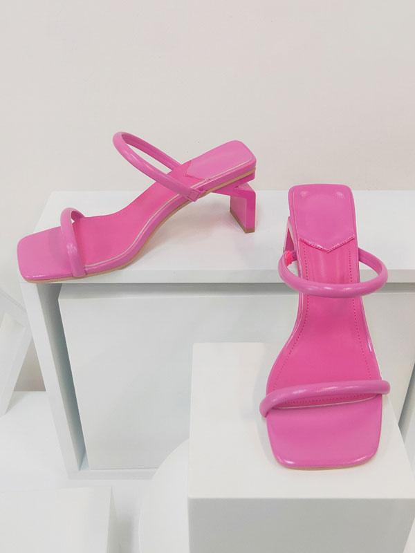 Chic PU Leather Open Toe Special-Shaped High Heel Slide Sandals