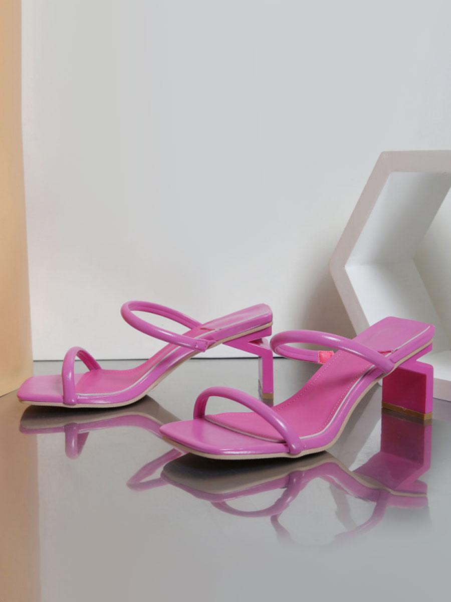 Chic PU Leather Open Toe Special-Shaped High Heel Slide Sandals