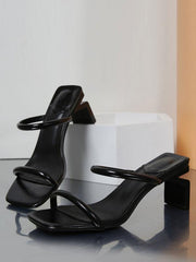Chic PU Leather Open Toe Special-Shaped High Heel Slide Sandals