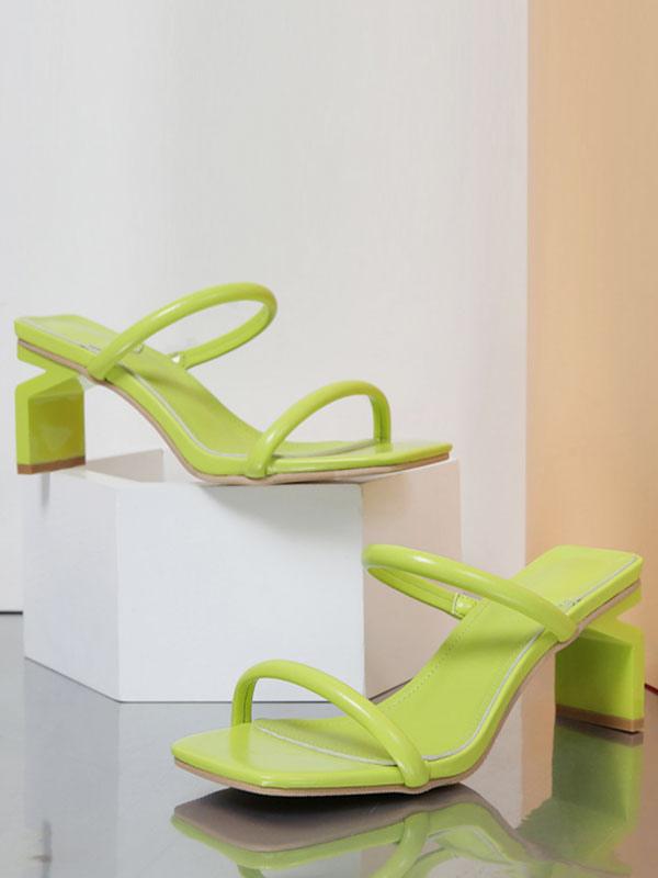 Chic PU Leather Open Toe Special-Shaped High Heel Slide Sandals